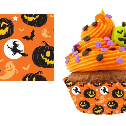 Halloween Cupcake Förmchen Orange Papier 5cm 50 Stk.