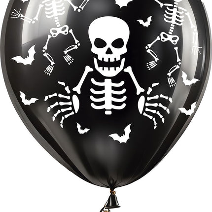 Halloween Ballons Schwarzes Skelett 30cm 16Stück