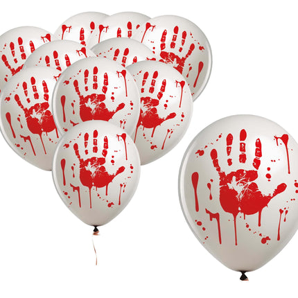 Halloween Ballons Handabdruck Blut 30cm 10 Stk.