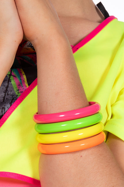 Neon 80S Armband Damen 4tlg.