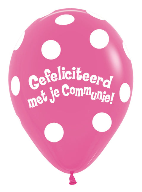 Ballons Kommunion Polka Dots Fuchsia 30cm 50Stück