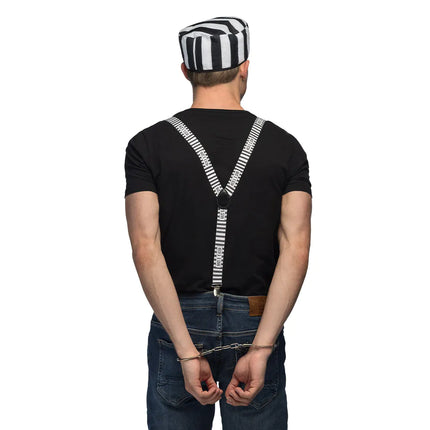 Schwarz-weißes Accessoire-Set Prisoner 3 Stück