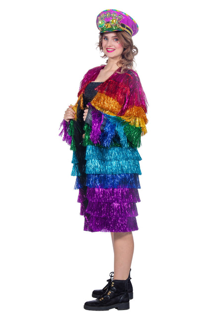 Lametta Jacke lang Regenbogen