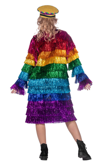 Lametta Jacke lang Regenbogen