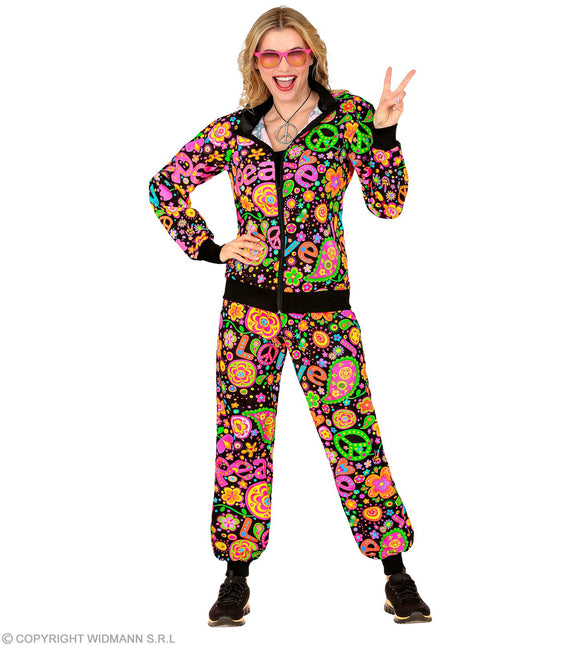 Trainingsanzug Hippie Neon Peace & Love Kostüm