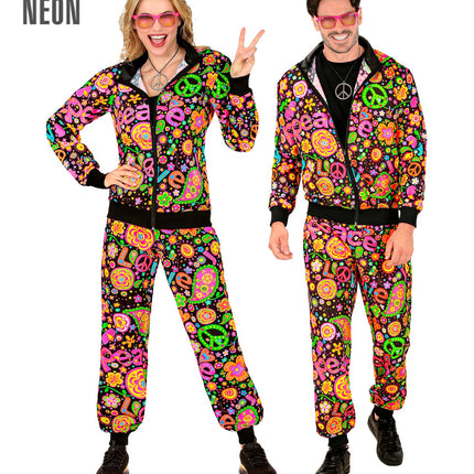 Trainingsanzug Hippie Neon Peace & Love Kostüm