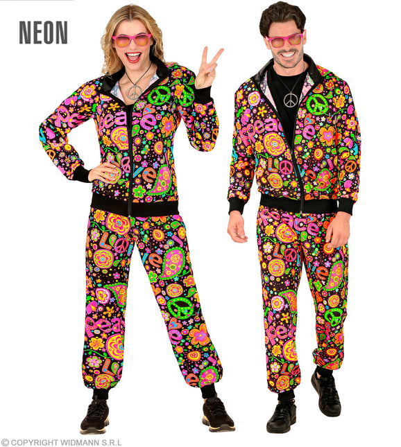 Trainingsanzug Hippie Neon Peace & Love Kostüm