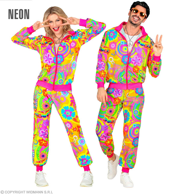 Trainingsanzug Hippie Neon Groovy Love Kostüm