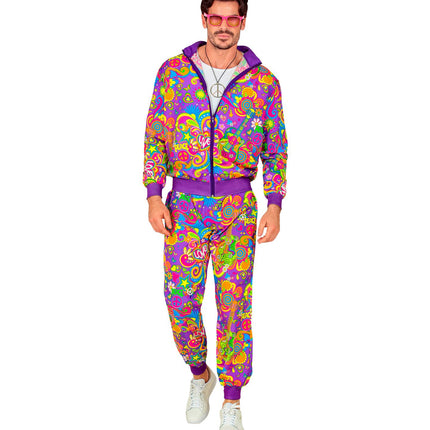 Trainingsanzug Hippie Neon Flower Power Kostüm