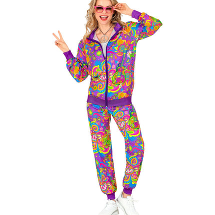 Trainingsanzug Hippie Neon Flower Power Kostüm