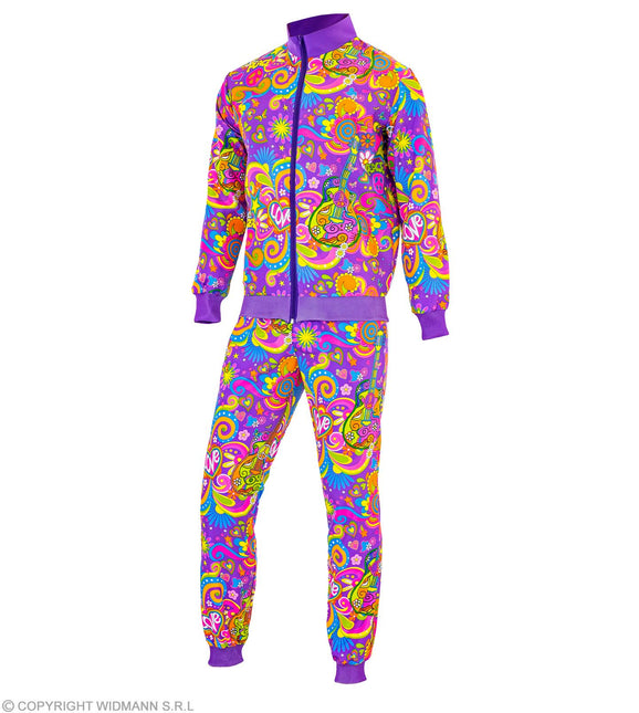 Trainingsanzug Hippie Neon Flower Power Kostüm