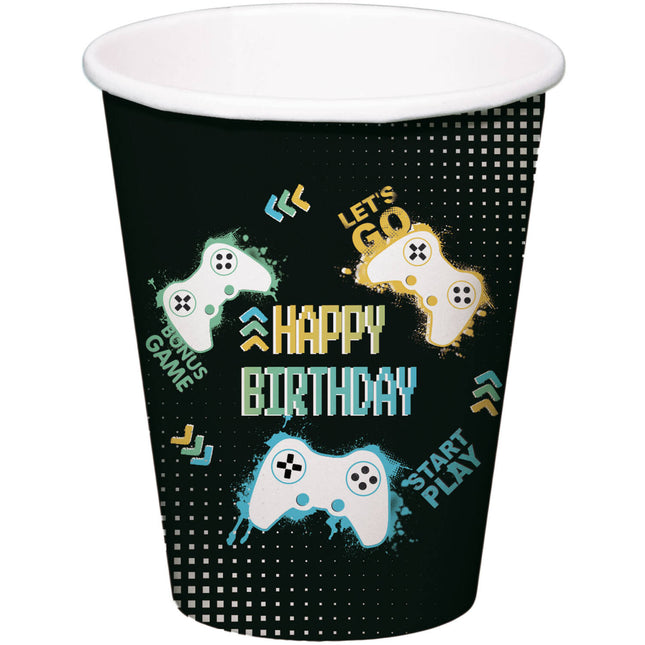 Happy Birthday Gaming Party Becher 250ml 8St.