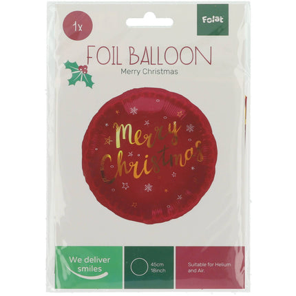 Heliumballon Frohe Weihnachten Rot Gold 45cm Leer