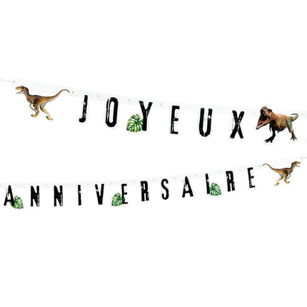 Dinosaurier Buchstabengirlande Joyeux Anniversaire 2,5m