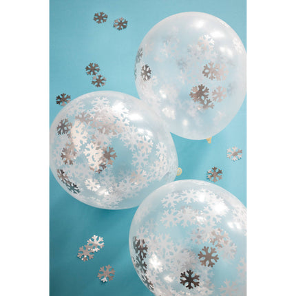 Konfetti Ballons Schneeflocken 30cm 4Stk