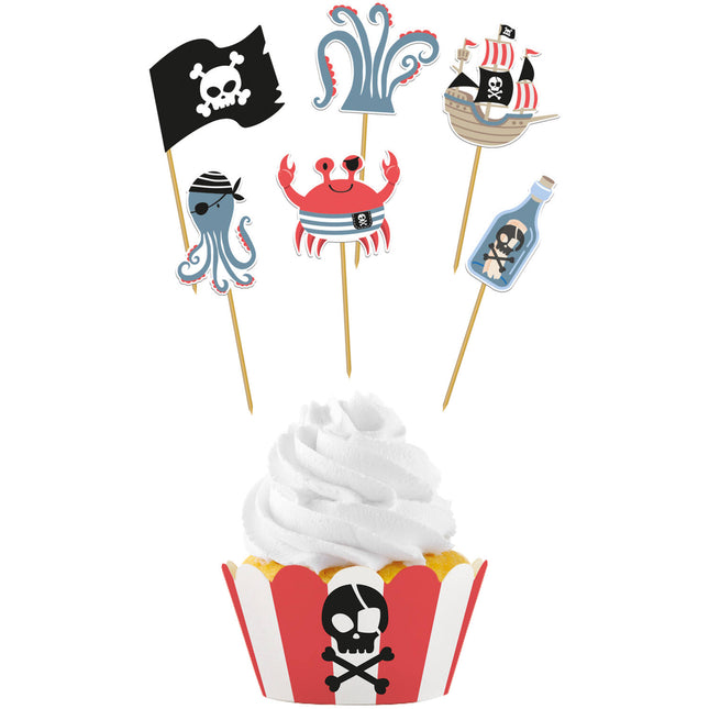 Cupcake-Deko-Set - Piratenparty - 6 Sets