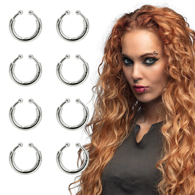 Halloween Fake Piercing Silber 8Stück