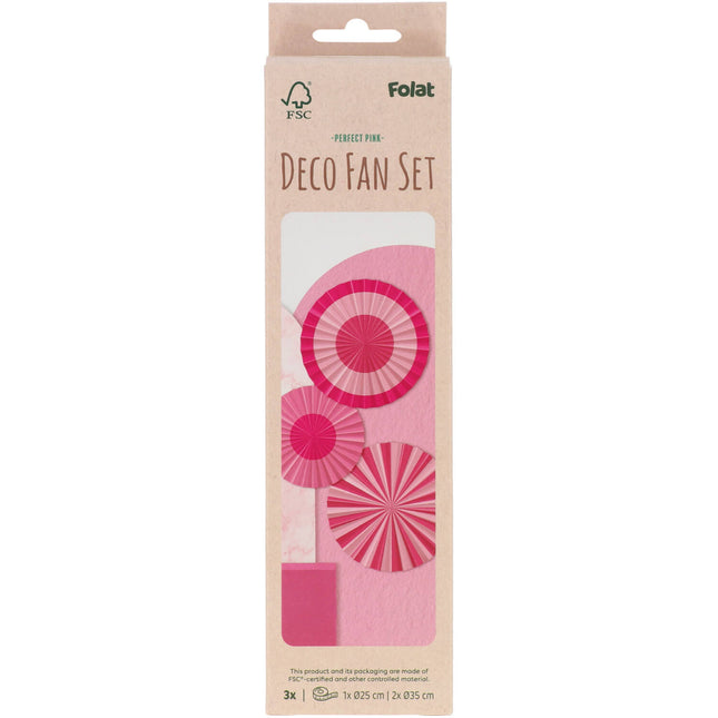 Papierfächer Rosa 35cm 3Stück