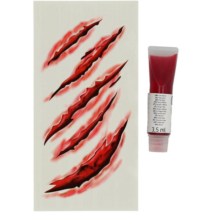 Halloween Makeup Set Blut und Tattoo 2 Stück