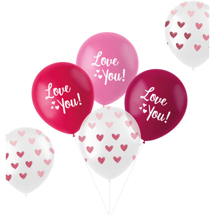 Luftballons "Love You! Mix Pink 33cm - 6 Stück