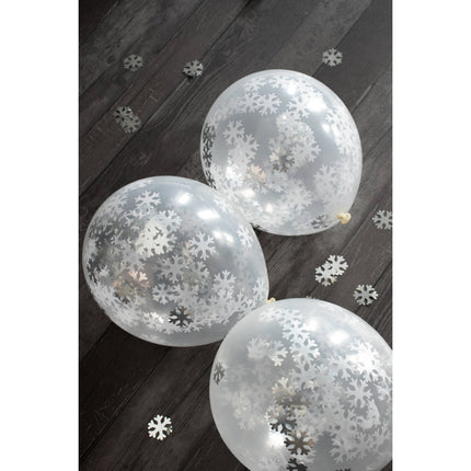 Konfetti Ballons Schneeflocken 30cm 4Stk