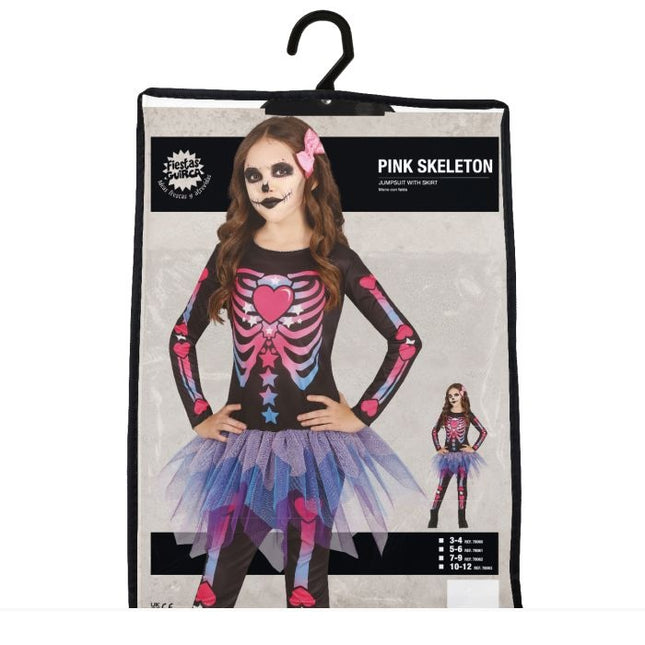 Skelett Halloween Kostüm Mädchen Rosa