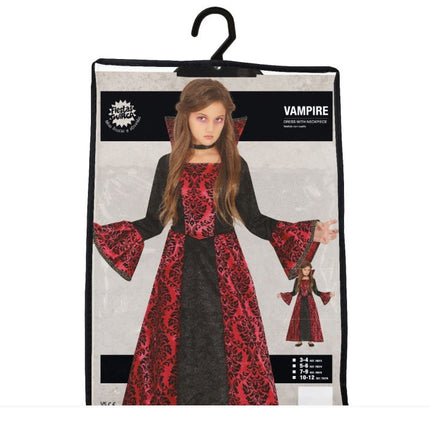 Vampir Halloween Kostüm Mädchen Schwarz Rot