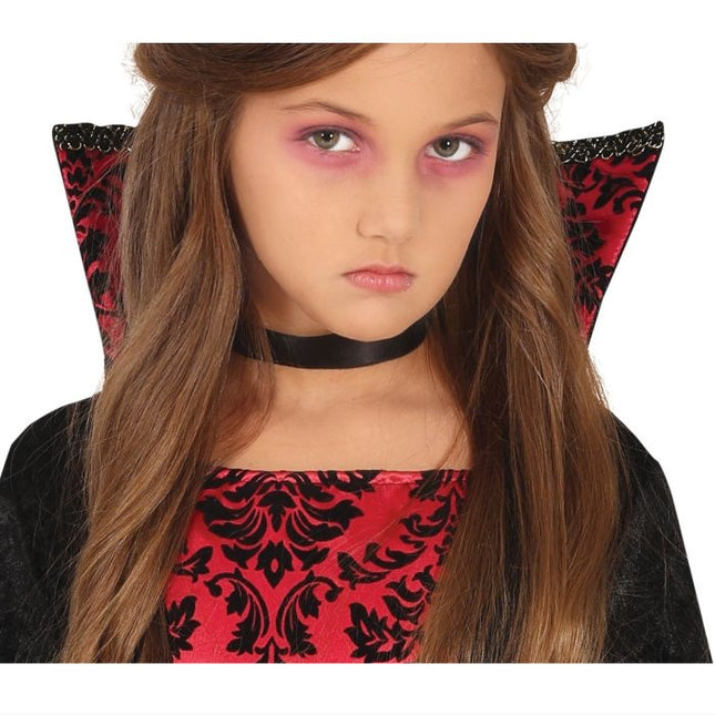 Vampir Halloween Kostüm Mädchen Schwarz Rot