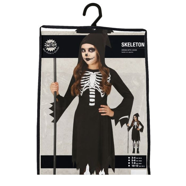 Skelett Halloween Kostüm Kind Schwarz