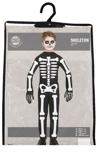 Skelett Halloween Kostüm Kind Weiß Schwarz