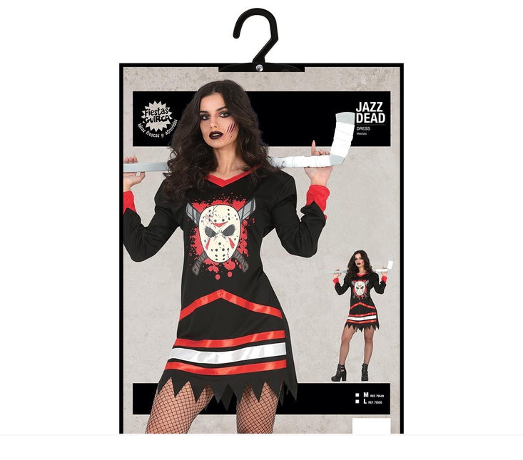 Eishockey Halloween Kostüm Damen Rot Schwarz