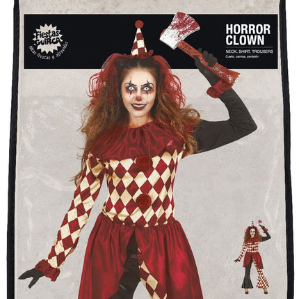 Horror Clown Halloween Kostüm Damen Rot Gold