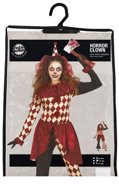 Horror Clown Halloween Kostüm Damen Rot Gold