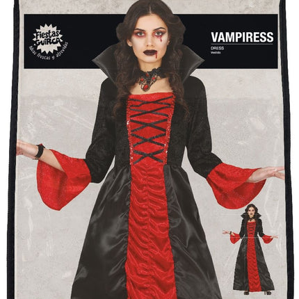 Vampir Halloween Kostüm Damen Rot Schwarz