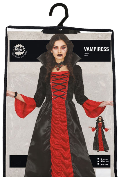 Vampir Halloween Kostüm Damen Rot Schwarz