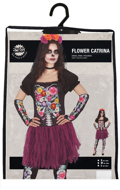 Skelett Halloween Kostüm Damen Tutu Blumen