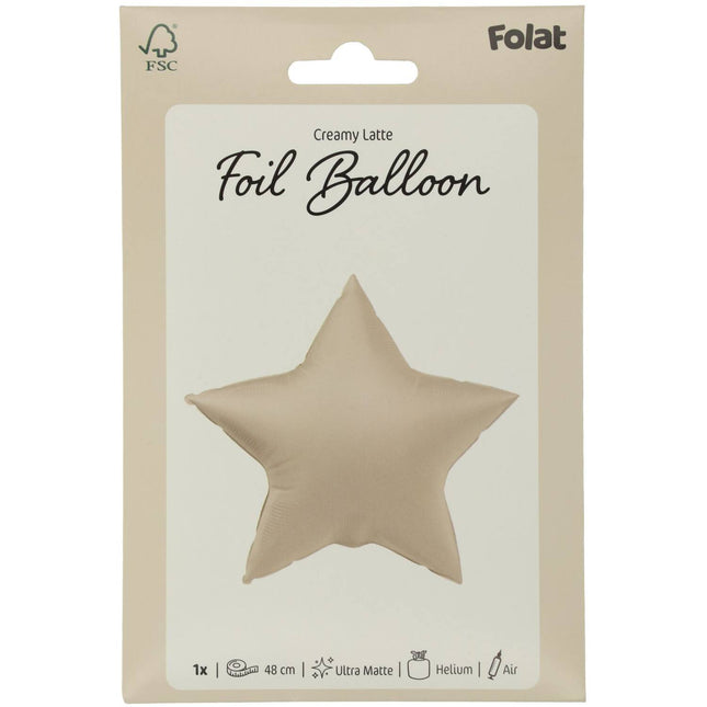 Heliumballon Star Creamy Latte Matt 45cm Leer