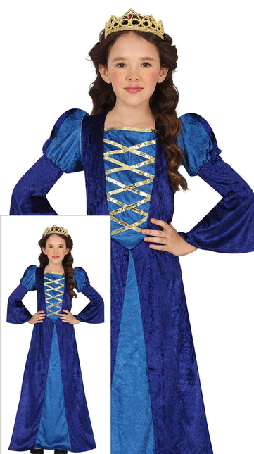 Medium Prinzessin Kostüm Blau Mädchen