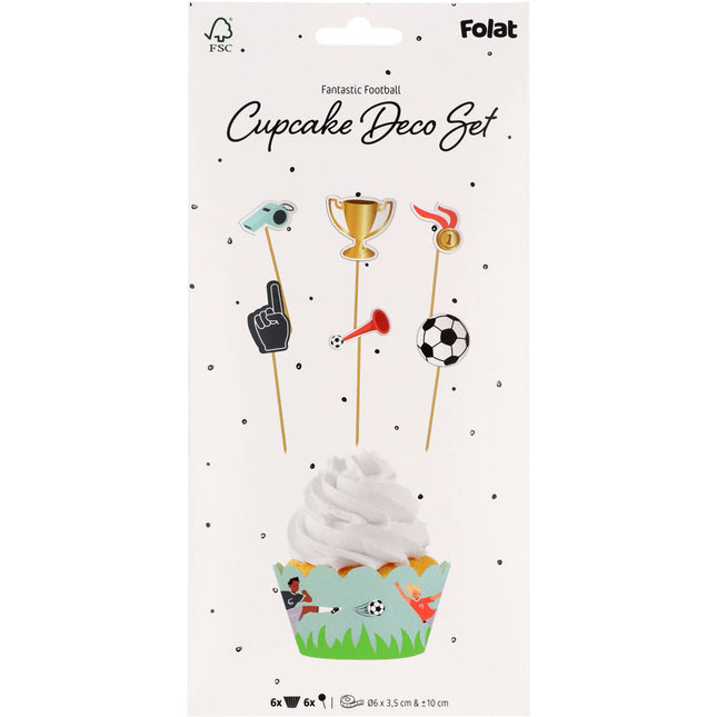 Cupcake-Dekorationsset - Fantastischer Fußball - 6 Teile