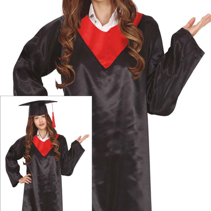 Graduierungskleid Schwarz Rot Damen