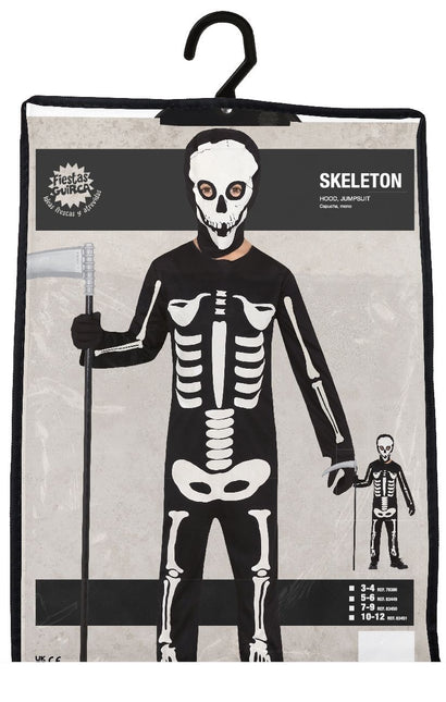 Skelett Halloween Kostüm Kind Schwarz und Weiß