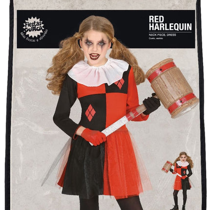 Harlekin Halloween Kostüm Kind Schwarz und Rot