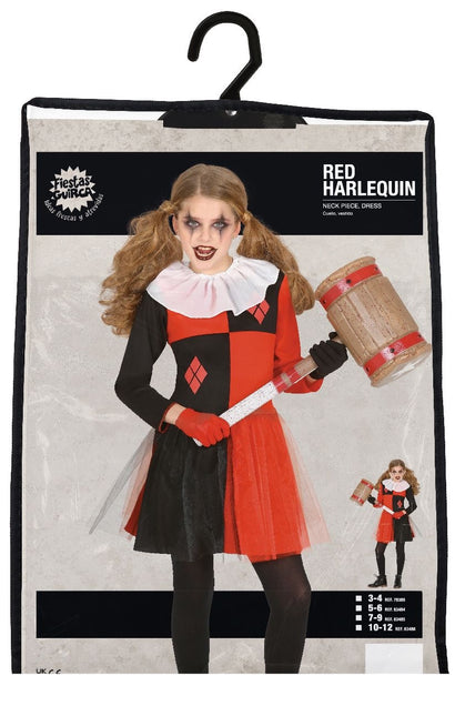 Harlekin Halloween Kostüm Kind Schwarz und Rot