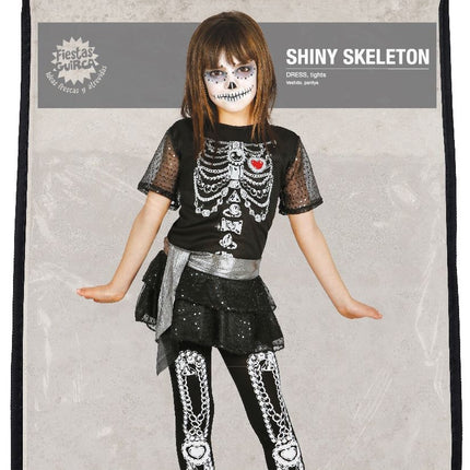 Halloween Kostüm Kind Kleid Skelett Diamant