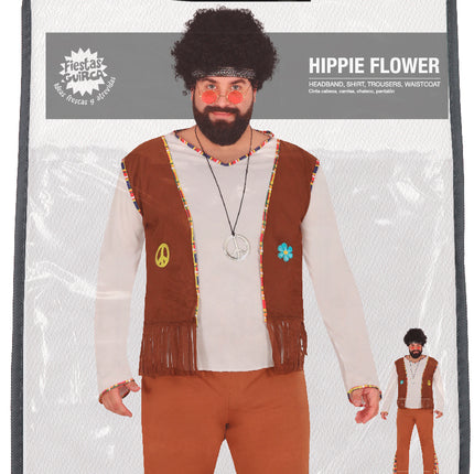 Hippie 60S Kostüm Braun Weiß Männer