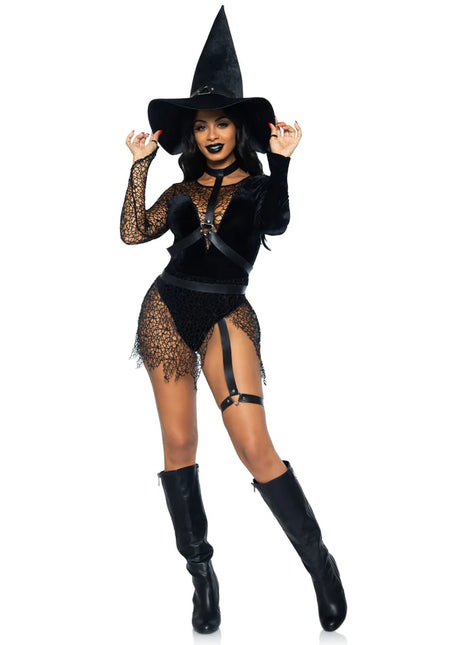 Halloween Kostüm Schwarzer Damen Bodysuit Sorceress Leg Avenue