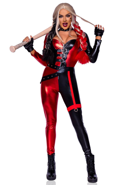 Harley Quinn Catsuit Rot Schwarz Women's Leg Avenue