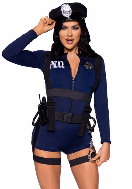 Polizei Anzug Blau Damen Bodysuit Leg Avenue