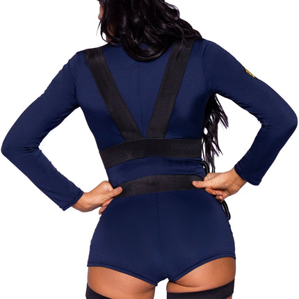 Polizei Anzug Blau Damen Bodysuit Leg Avenue