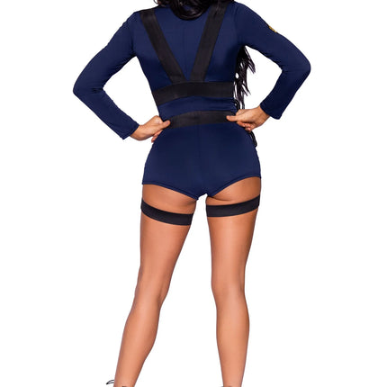 Polizei Anzug Blau Damen Bodysuit Leg Avenue